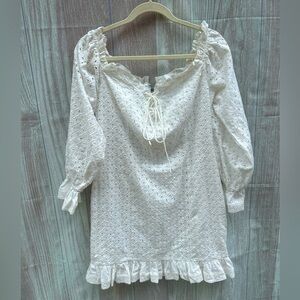 Hot & Delicious L eyelet lace embroidered romantic ruffle sleeve
Cottage dress